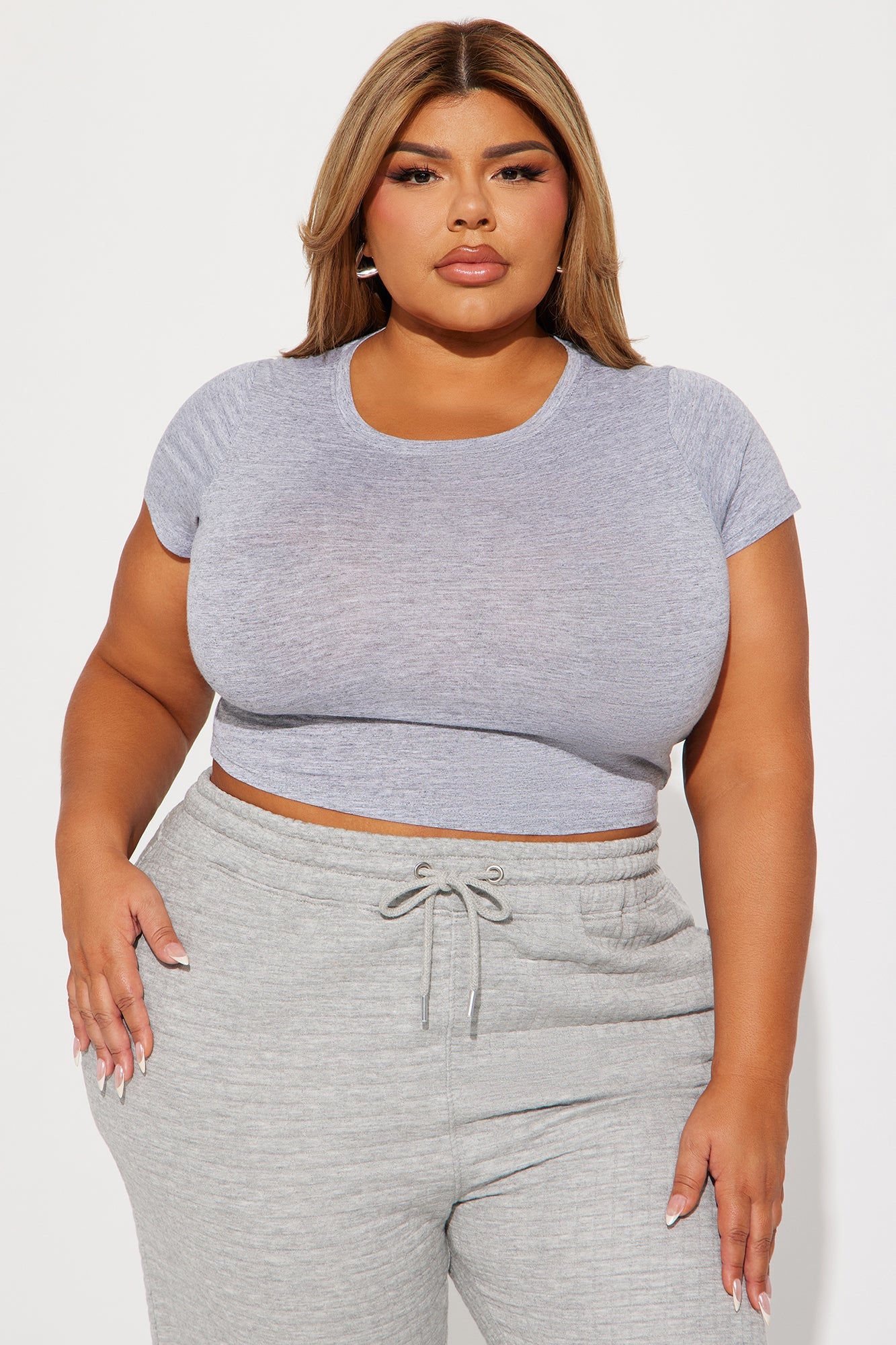 Judia Crew Neck Top - Heather Grey