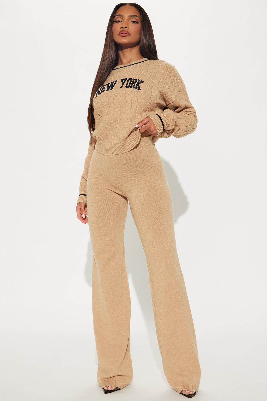 In New York Sweater Pant Set - Taupe