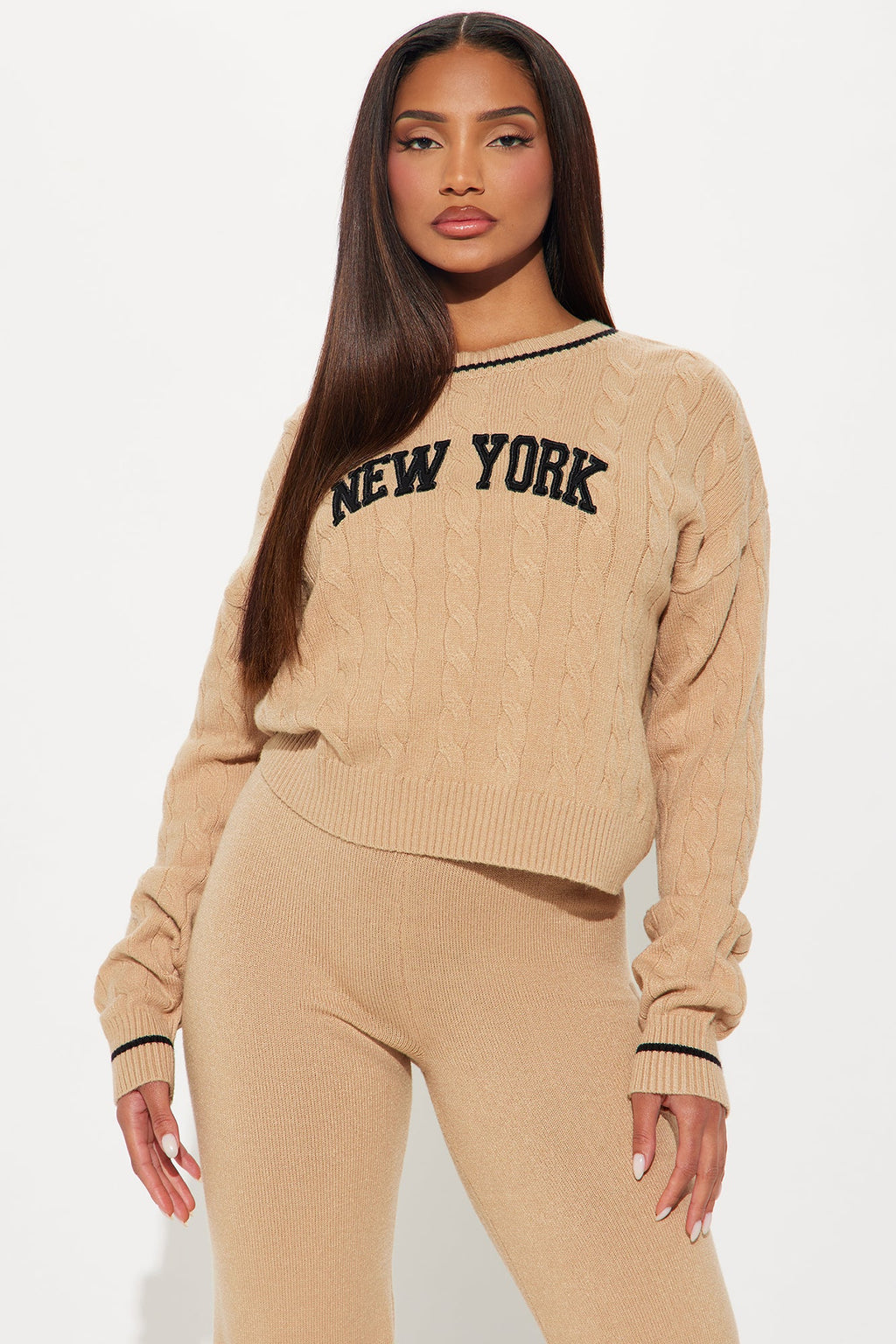 In New York Sweater Pant Set - Taupe