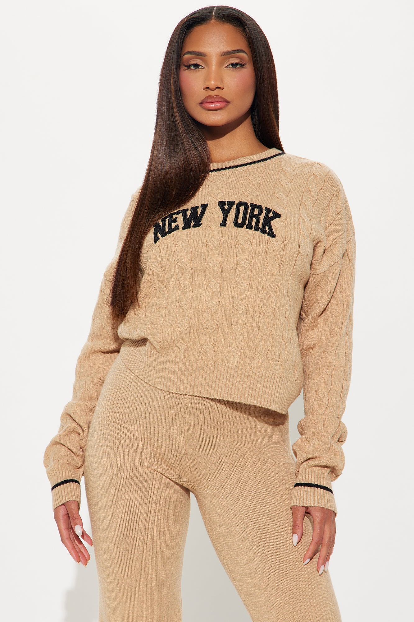 In New York Sweater Pant Set - Taupe