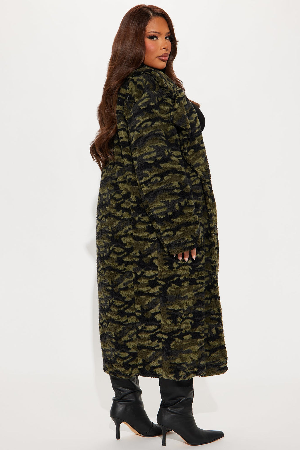 Camilla Sherpa Trench Coat - Olive/combo