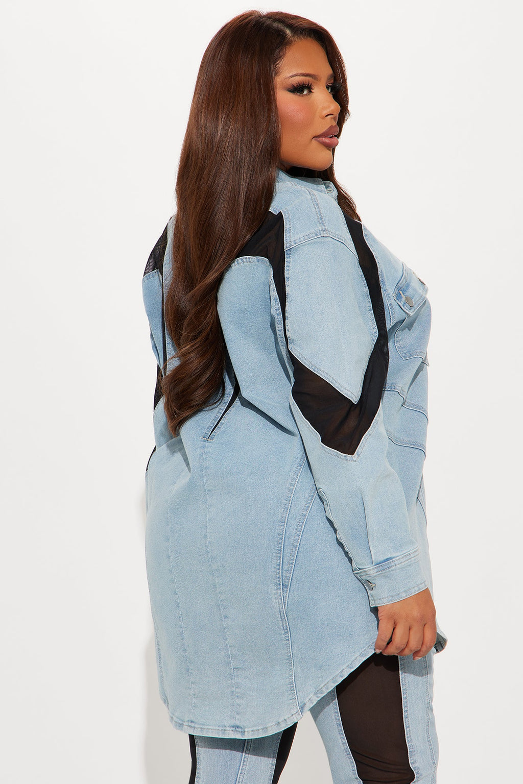 Switching Gears Stretch Denim Shacket - Light Wash