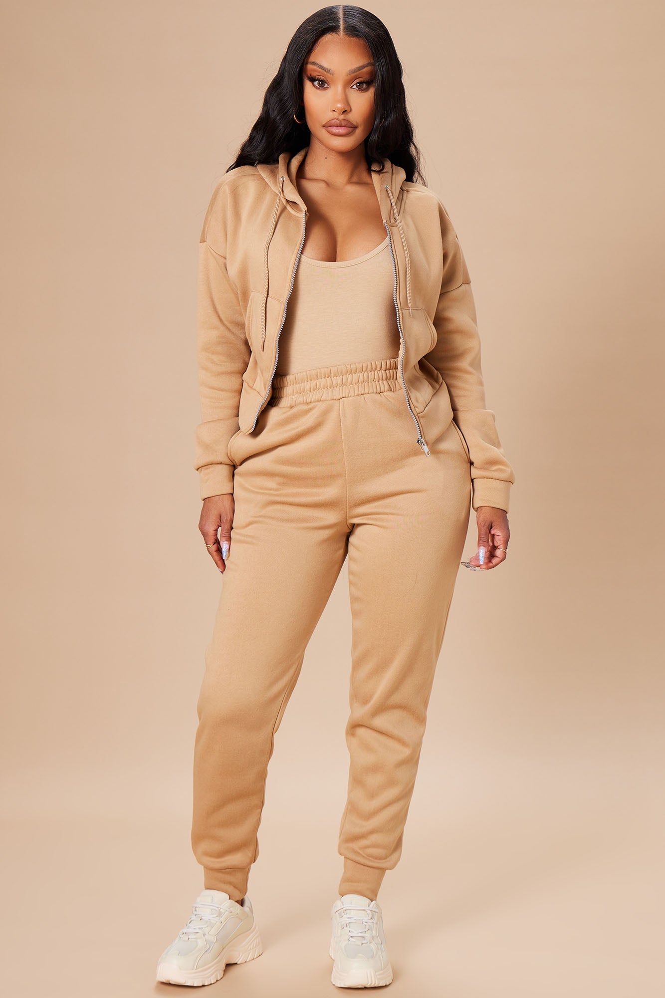 I Got This Zip Up Jacket And Jogger Set - Mocha