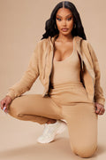 I Got This Zip Up Jacket And Jogger Set - Mocha