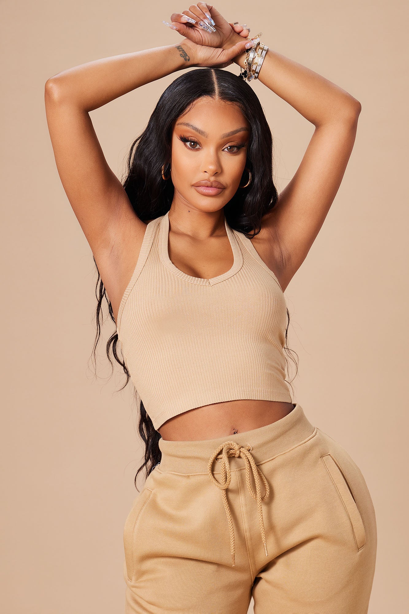 The New Me Halter Top - Khaki