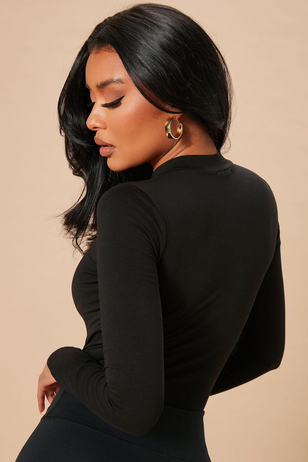 Melanie Mock Neck Bodysuit - Black