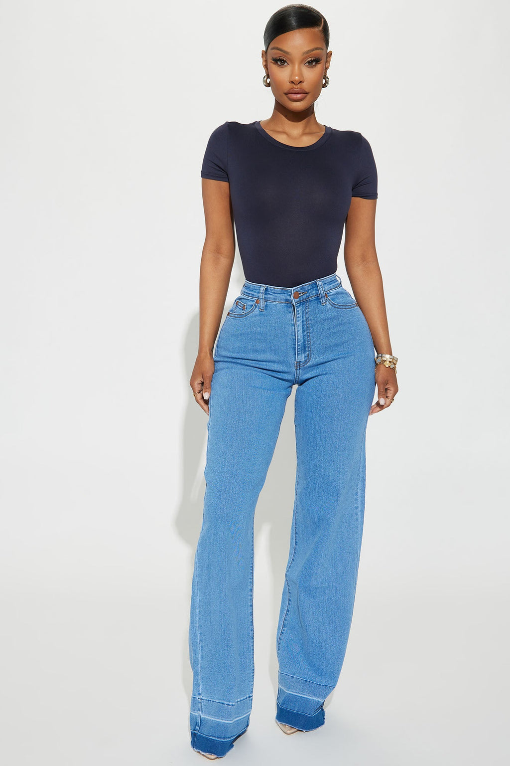 Chantal Stretch Wide Leg Jeans - Vintage Wash