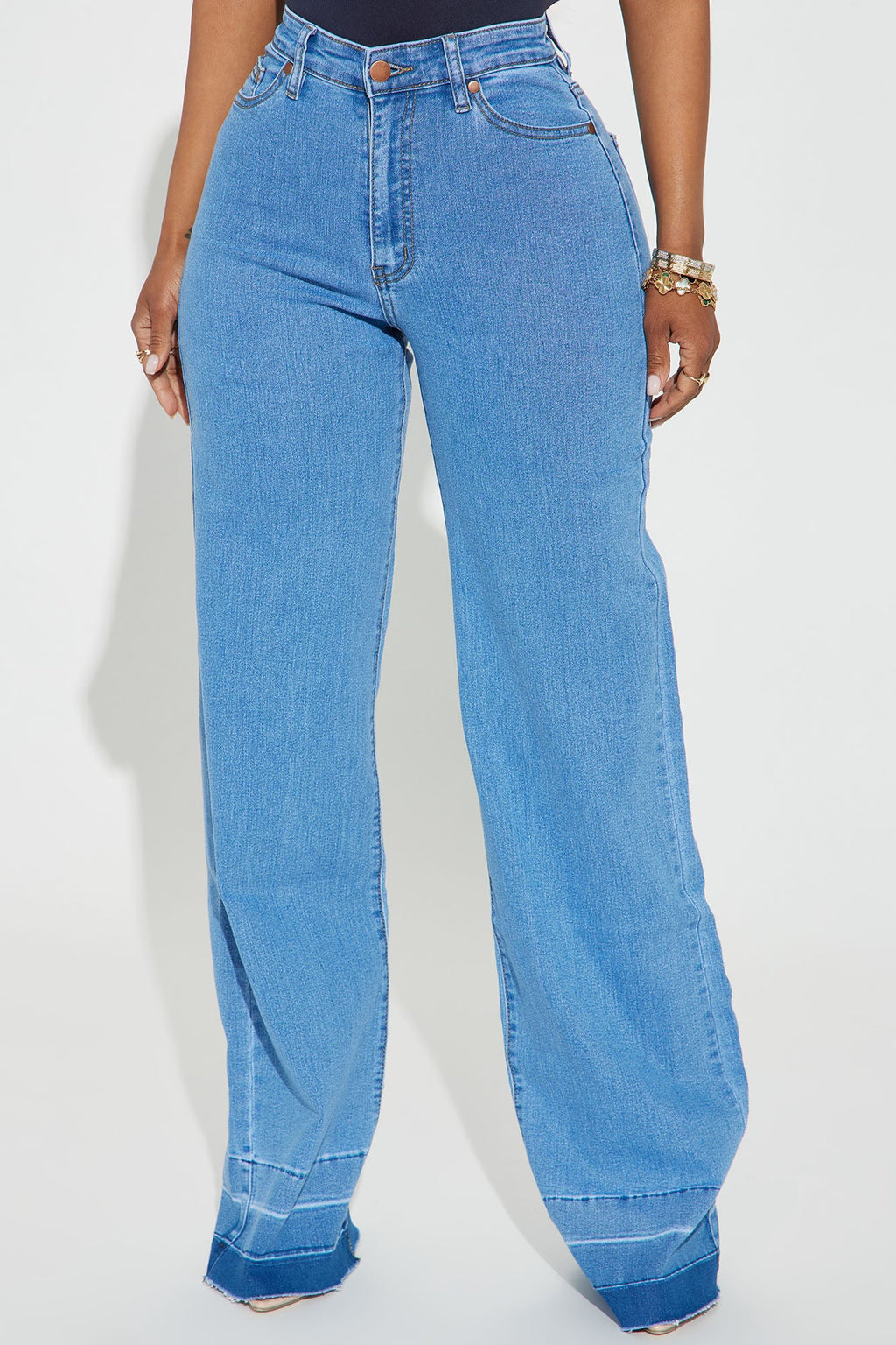 Chantal Stretch Wide Leg Jeans - Vintage Wash