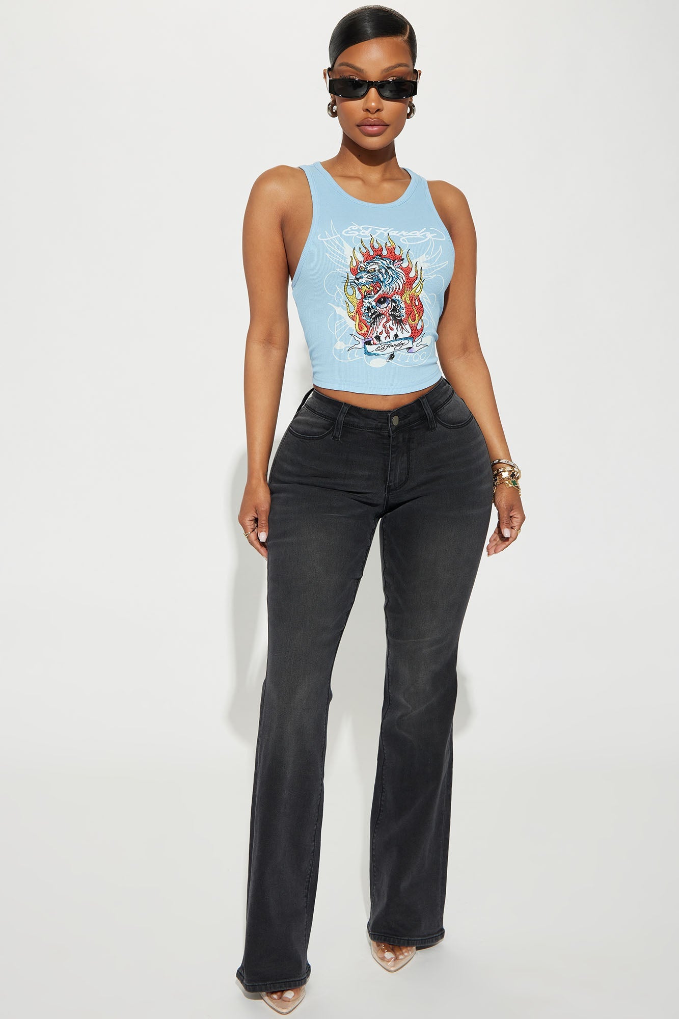 Lost Without You Soft Stretch Bootcut Jeans - Black Wash