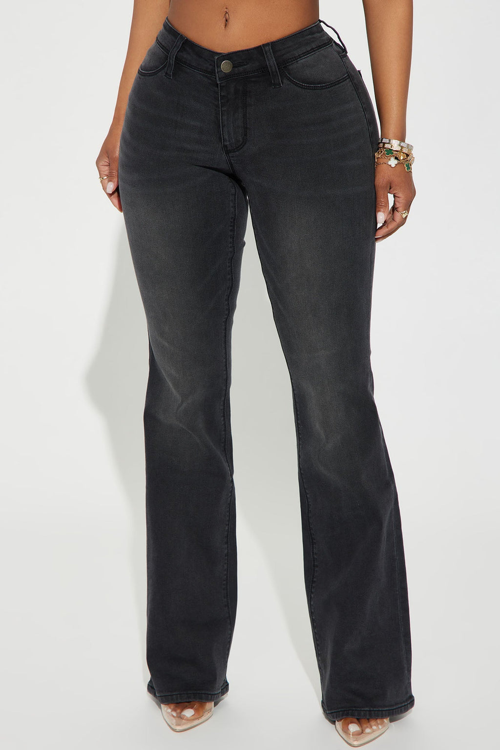 Lost Without You Soft Stretch Bootcut Jeans - Black Wash