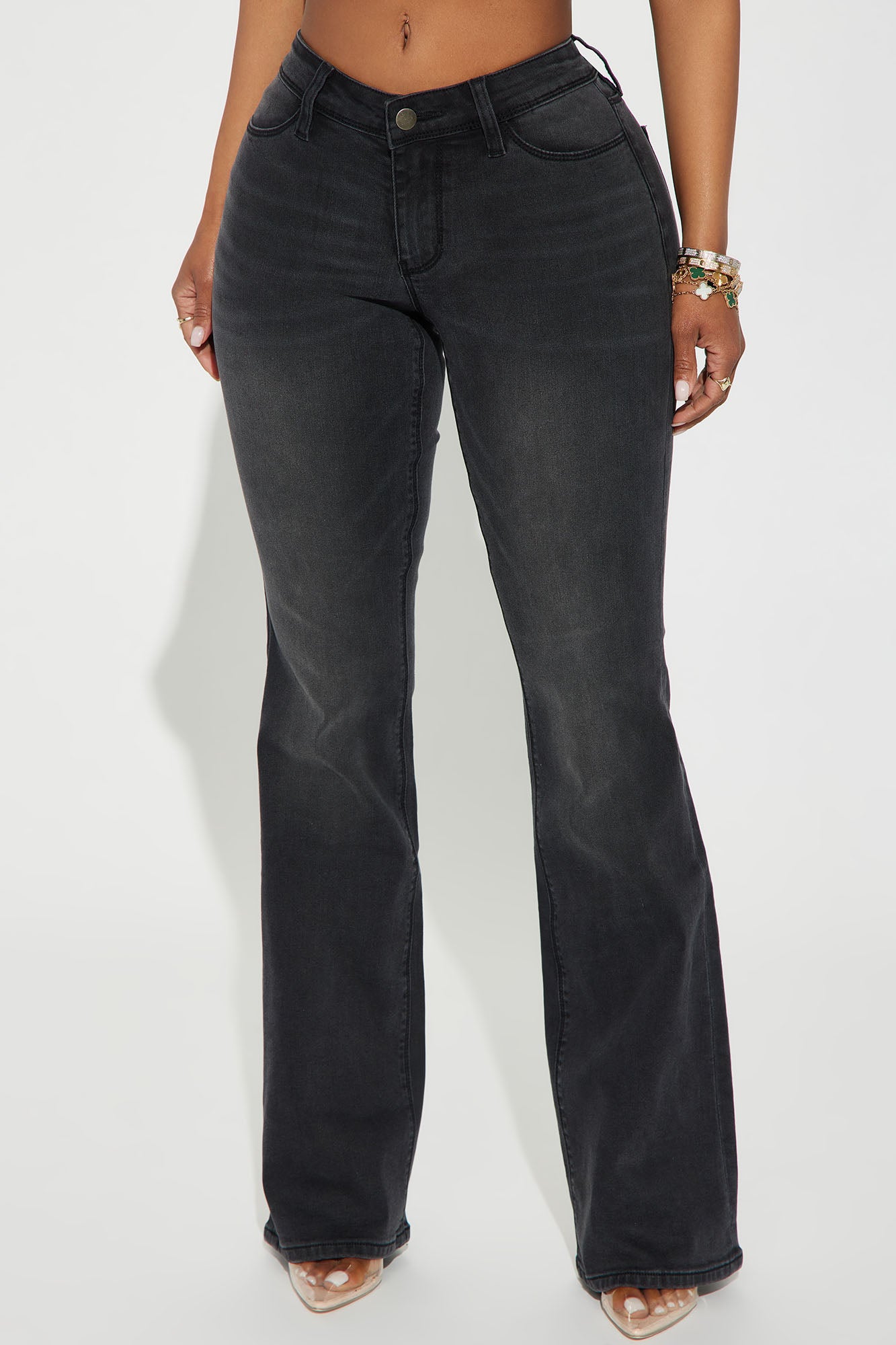 Lost Without You Soft Stretch Bootcut Jeans - Black Wash