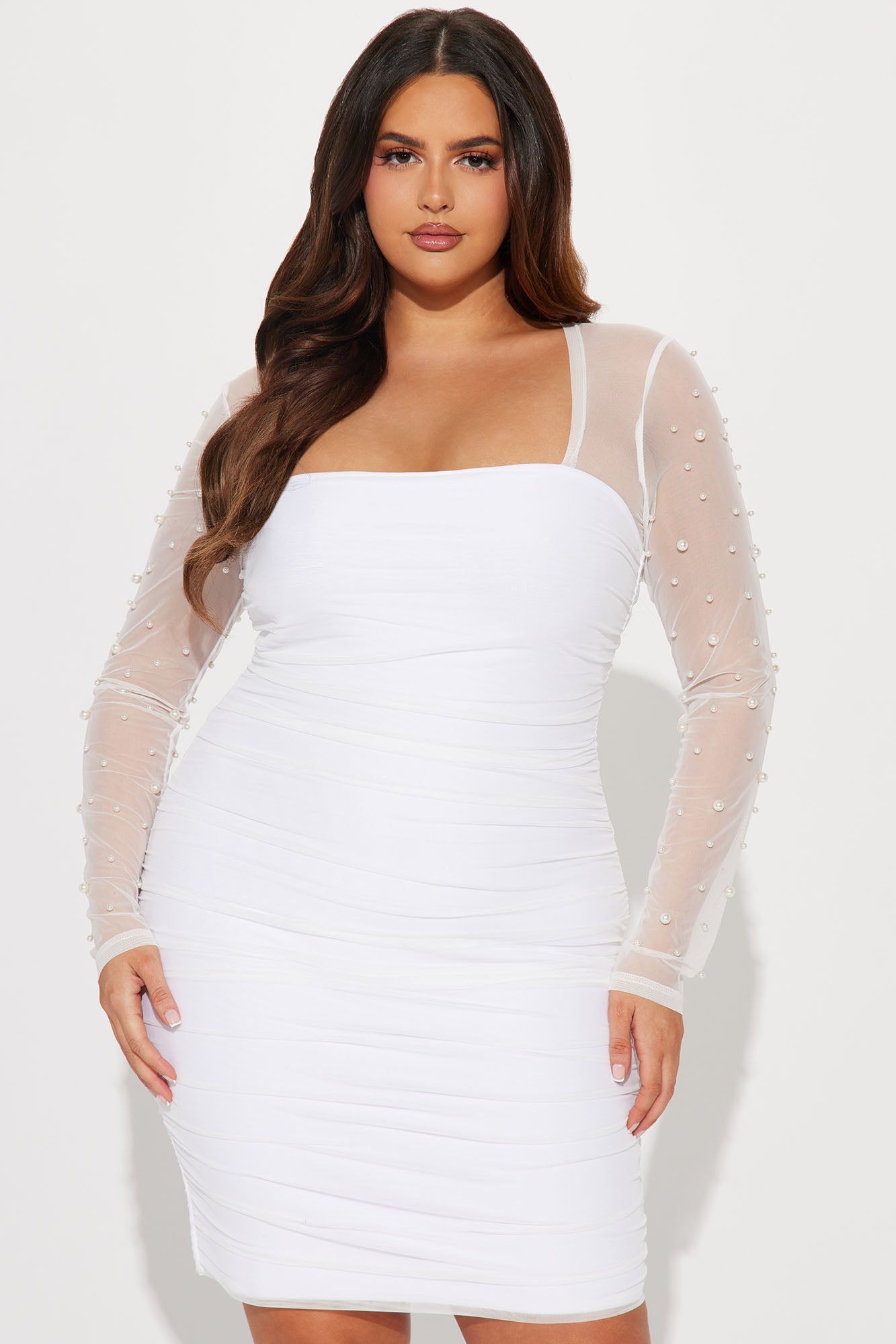Maia Mesh Mini Dress - White