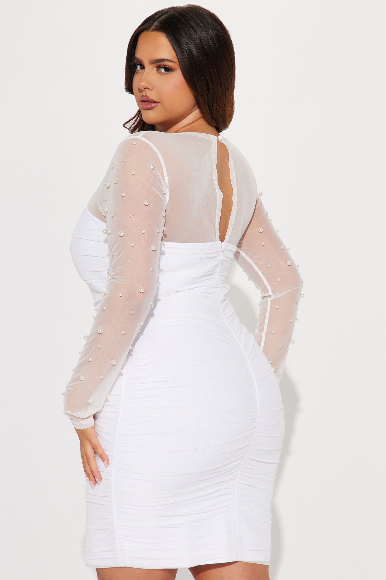 Maia Mesh Mini Dress - White