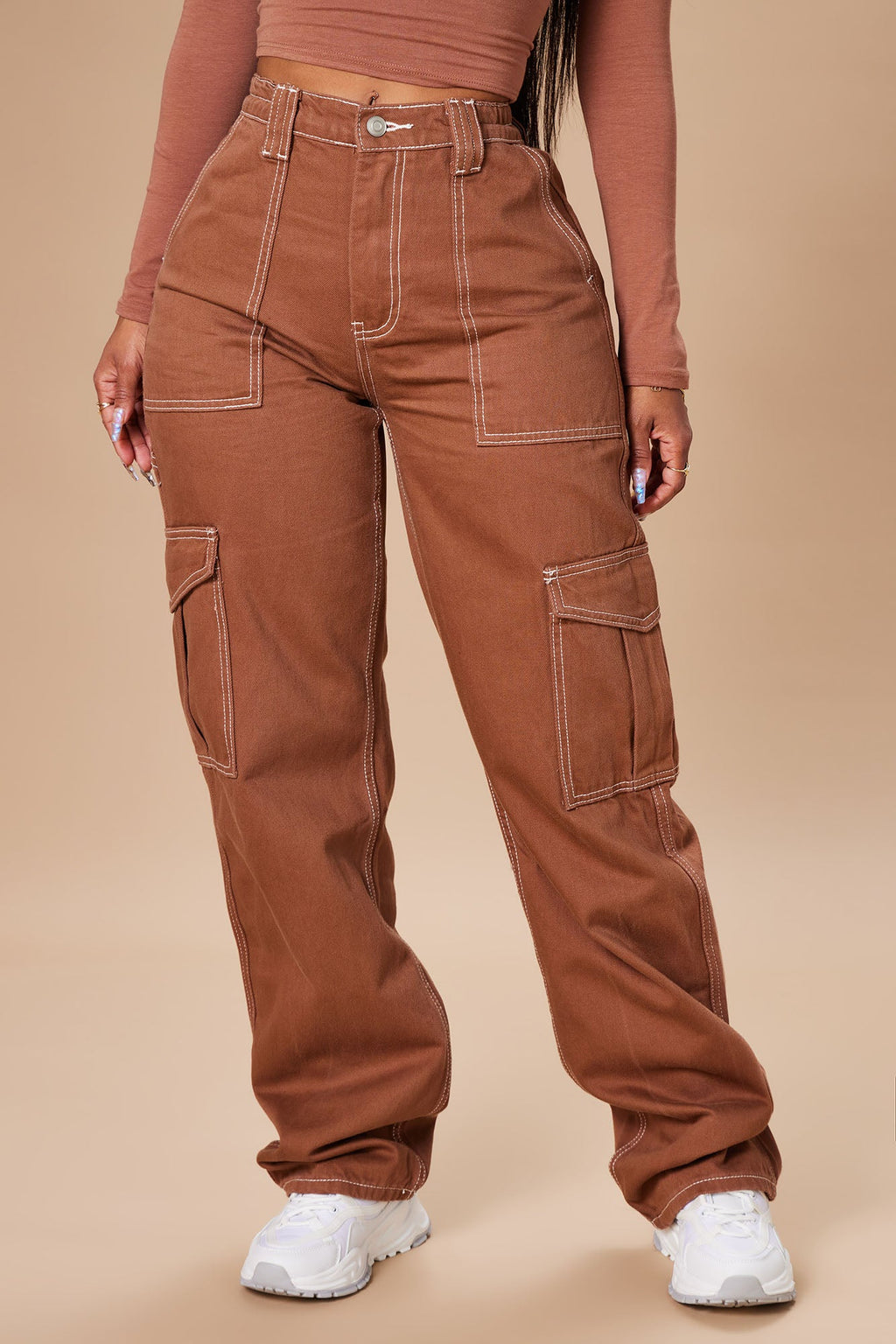 Give Me A Break Cargo Carpenter Jeans - Brown