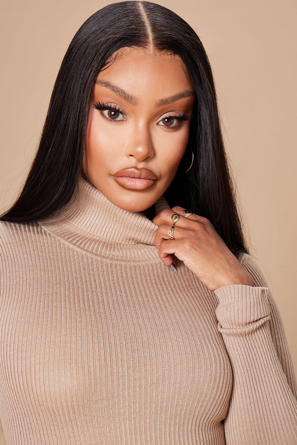 Tara Turtle Neck Sweater - Khaki