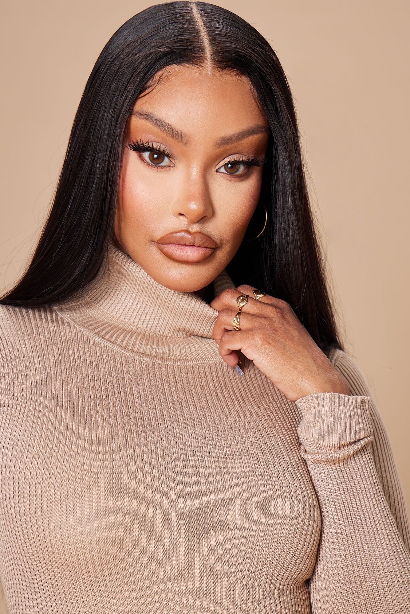 Tara Turtle Neck Sweater - Khaki