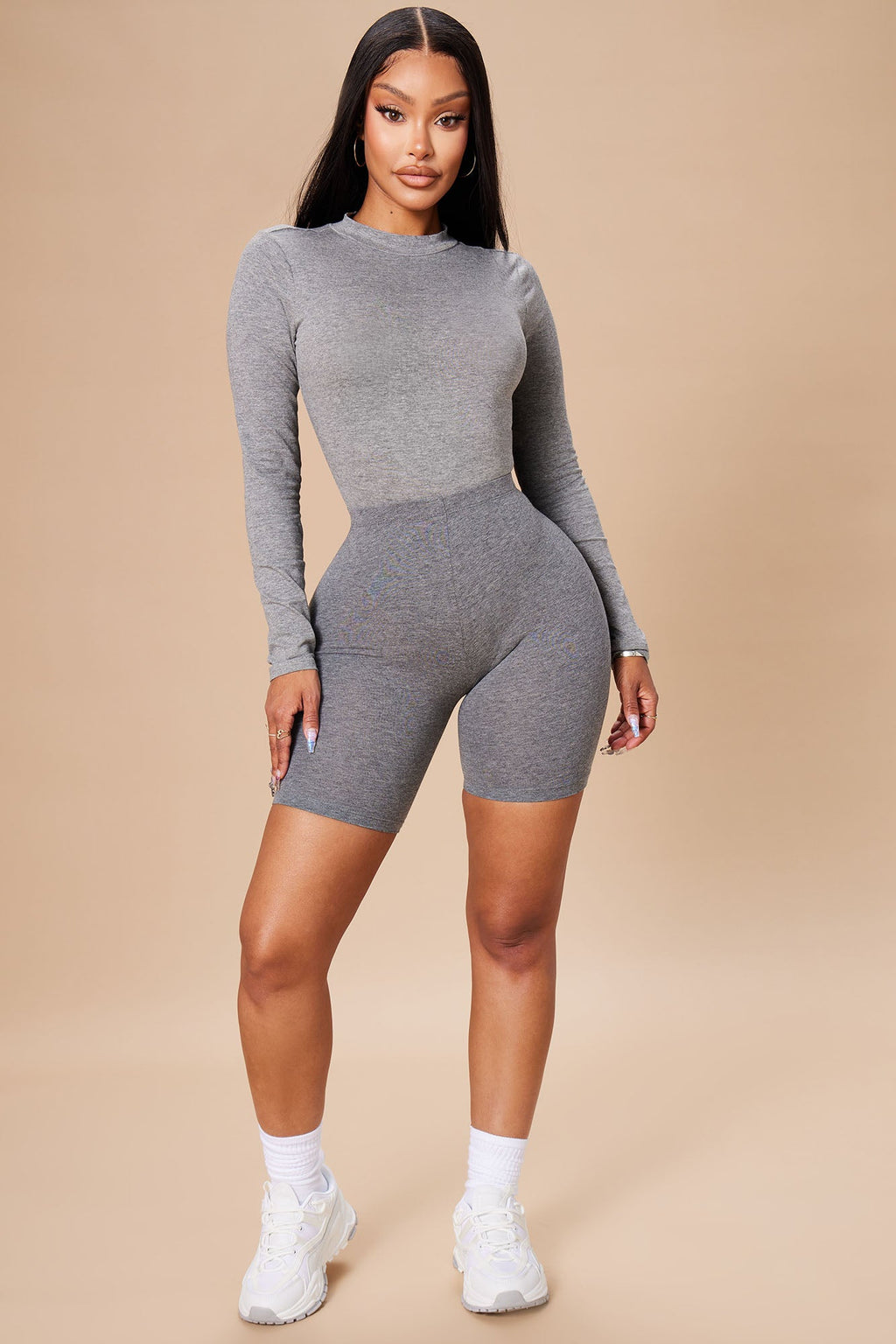 Natalee Biker Shorts - Grey