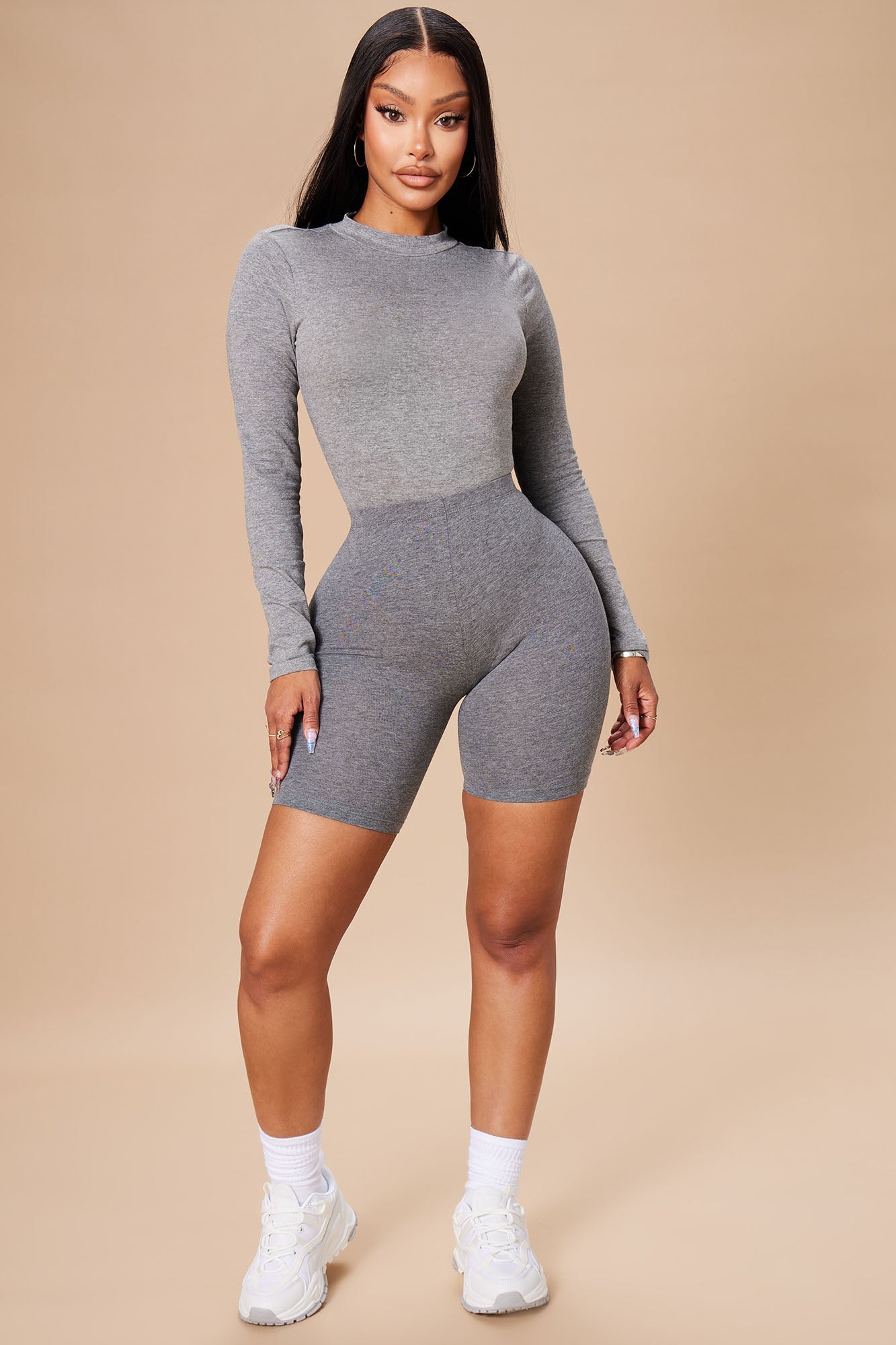 Natalee Biker Shorts - Grey