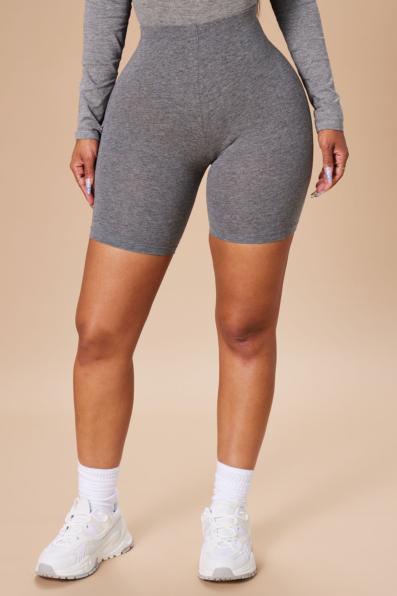 Natalee Biker Shorts - Grey