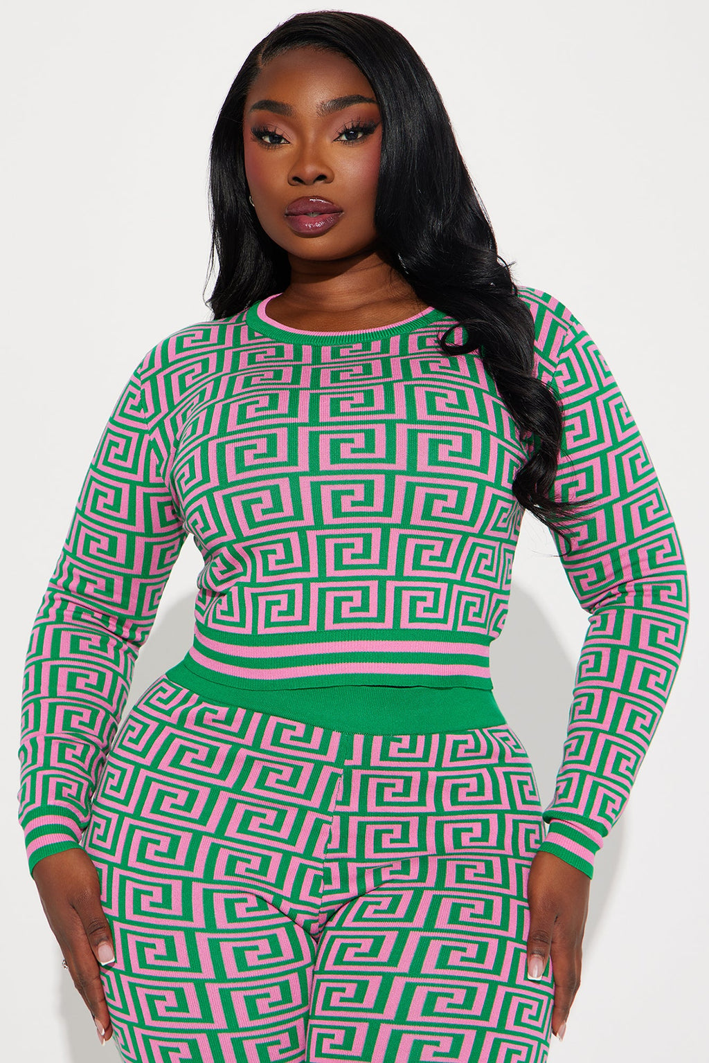 Farrah Sweater Pant Set - Green/combo