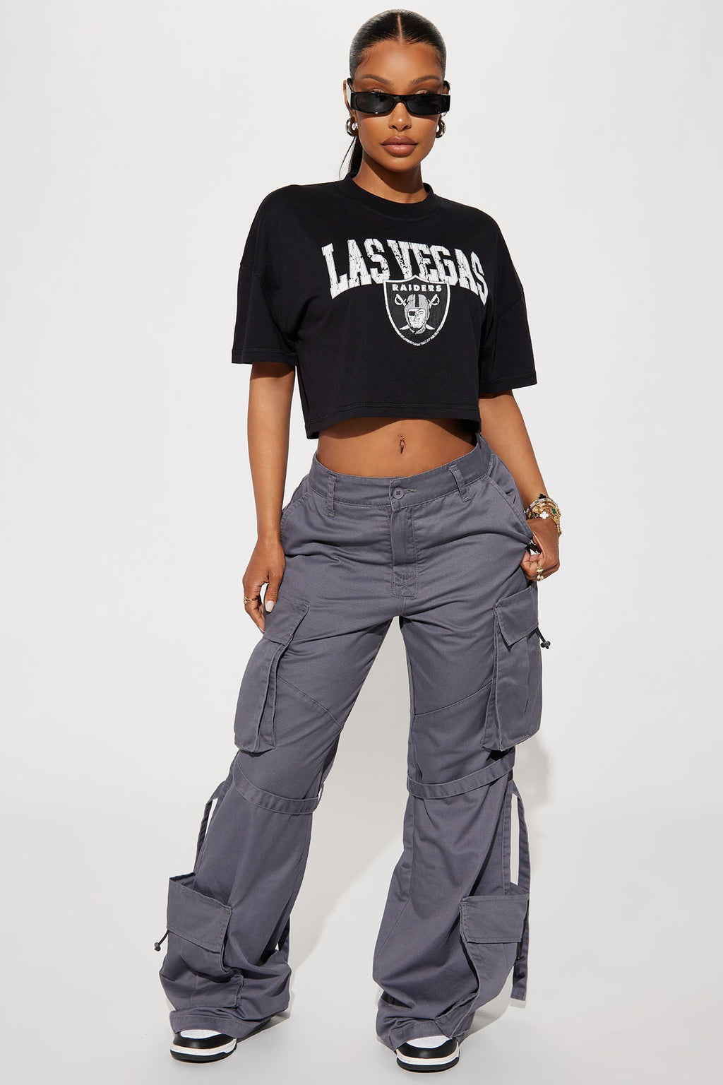 Raiders Game Plan Cropped Tee - Black