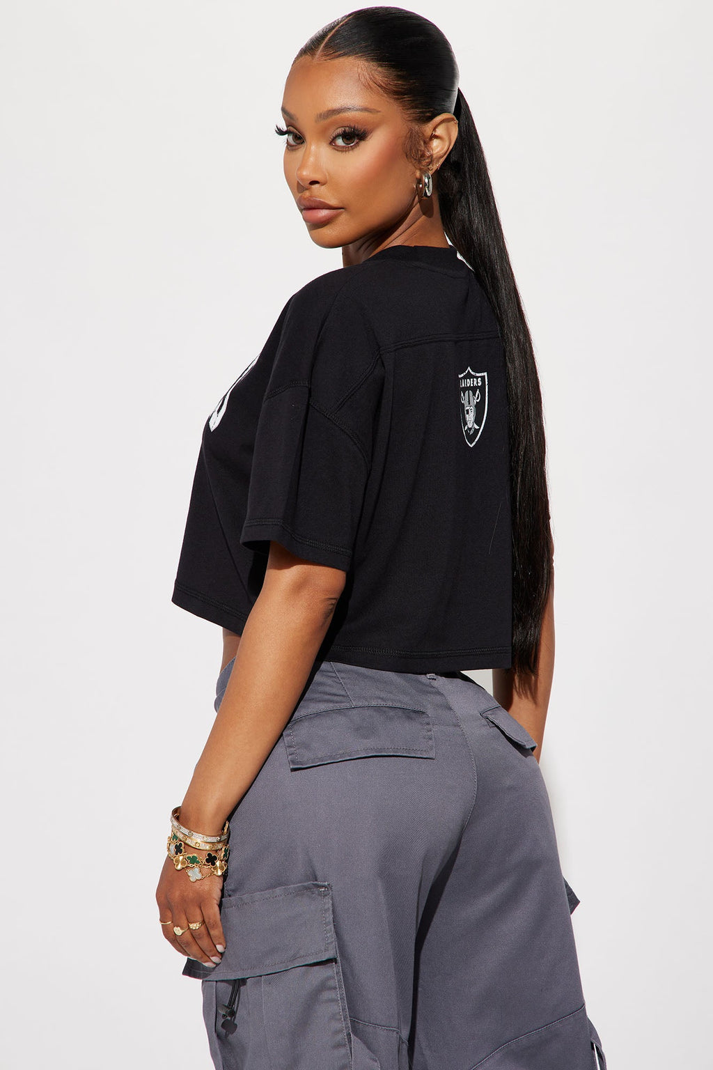 Raiders Game Plan Cropped Tee - Black