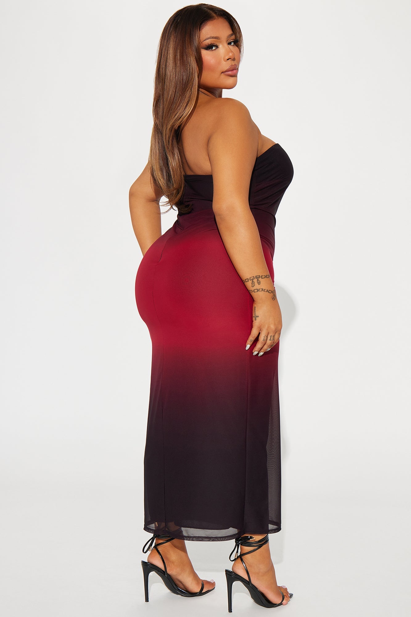 Amara Mesh Maxi Dress - Red/combo