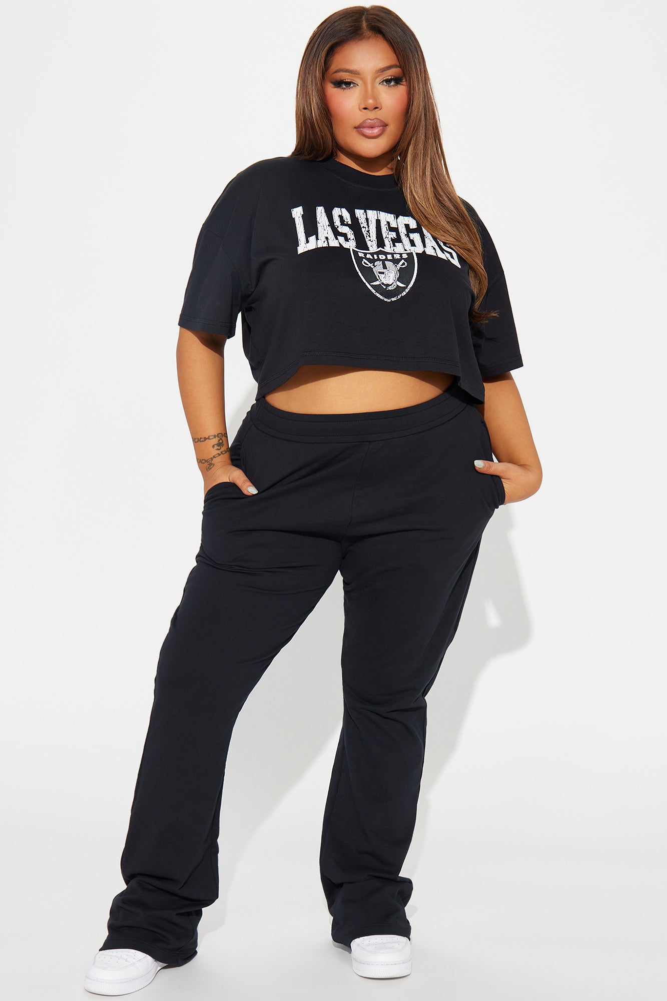 Raiders Game Plan Cropped Tee - Black