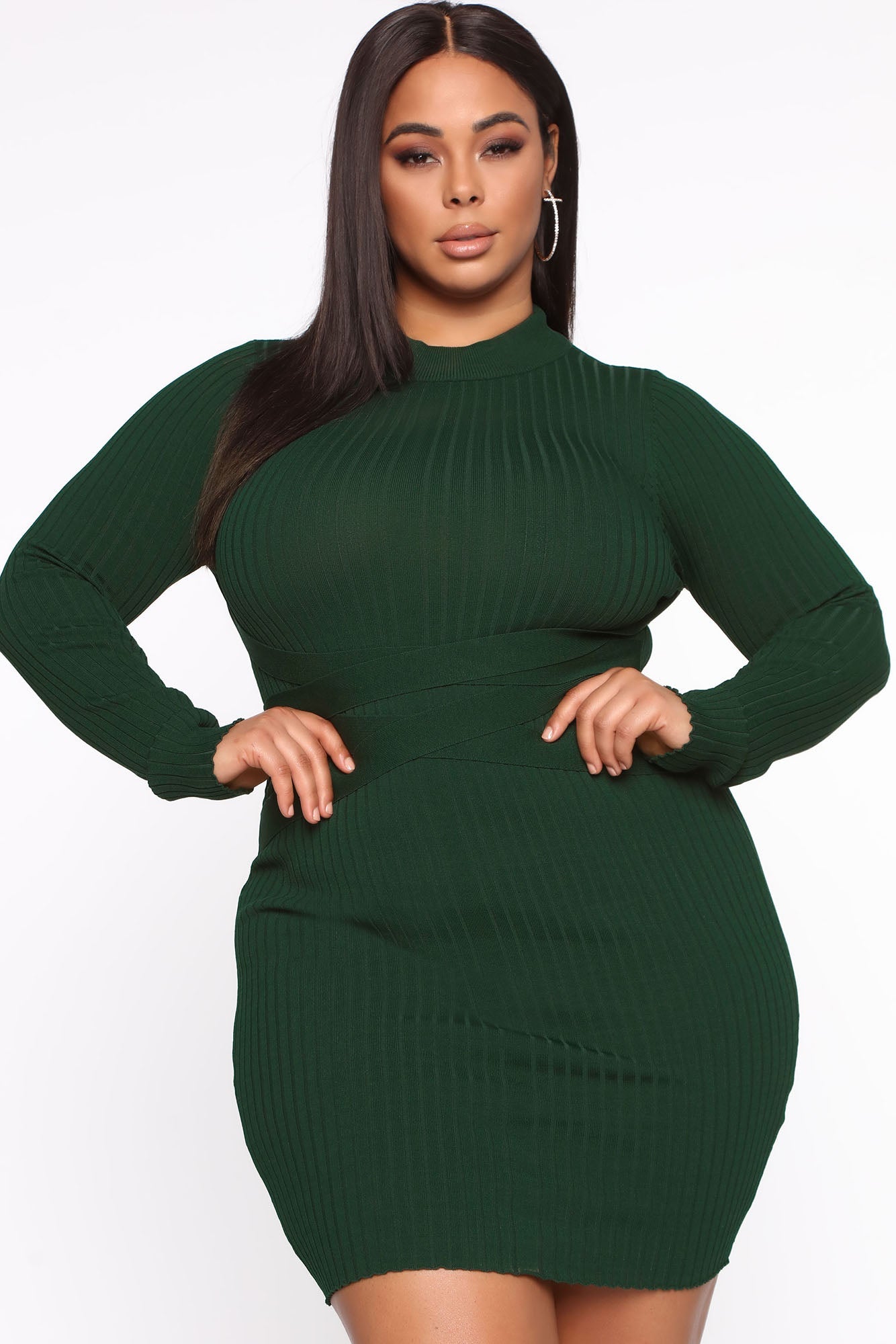 Kasey Sweater Mini Dress - Hunter