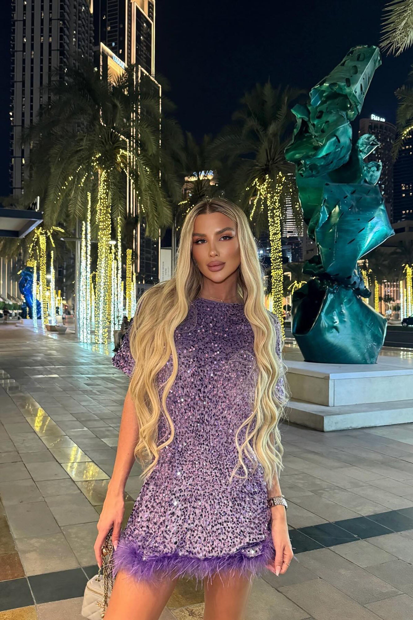 Christy Sequin T-Shirt Mini Dress - Lavender