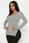 Giving Me The Feels Sweater - Heather Grey