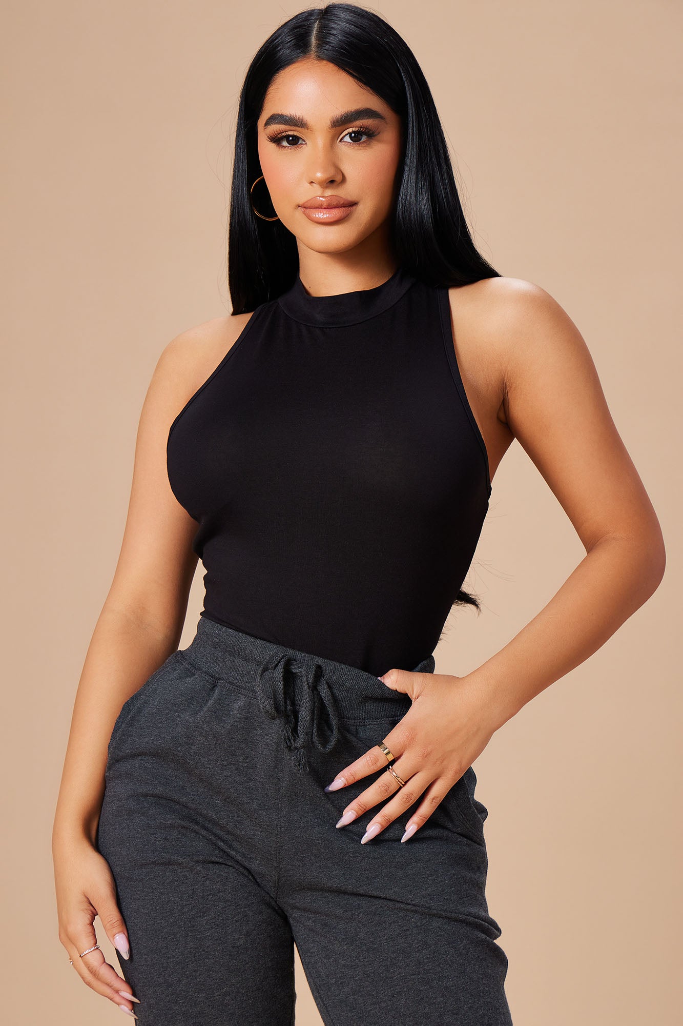 Mel Sleeveless Mock Neck Bodysuit - Black