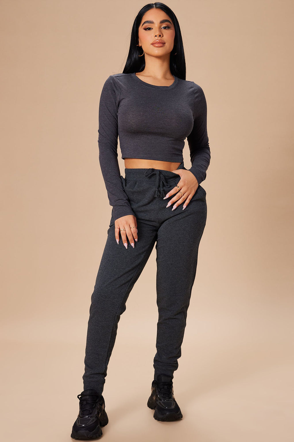 Robin Long Sleeve Top - Charcoal