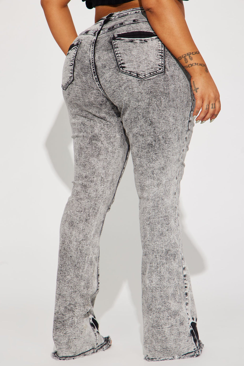 No Invite Stretch Flare Jeans - Acid Wash Black