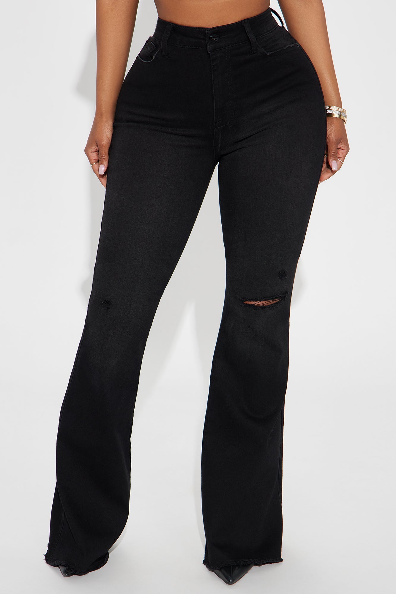 Get What I Want Stretch Flare Jeans - Black Wash
