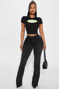 Giving Off Vibes Stretch Flare Jeans - Black Wash