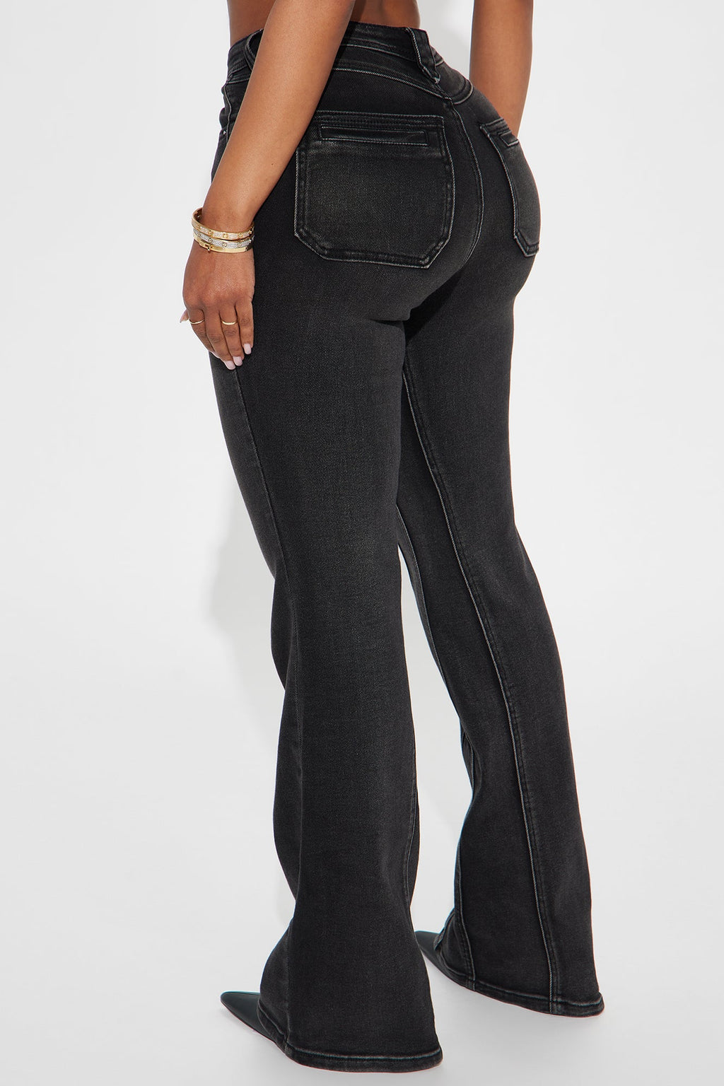 Giving Off Vibes Stretch Flare Jeans - Black Wash