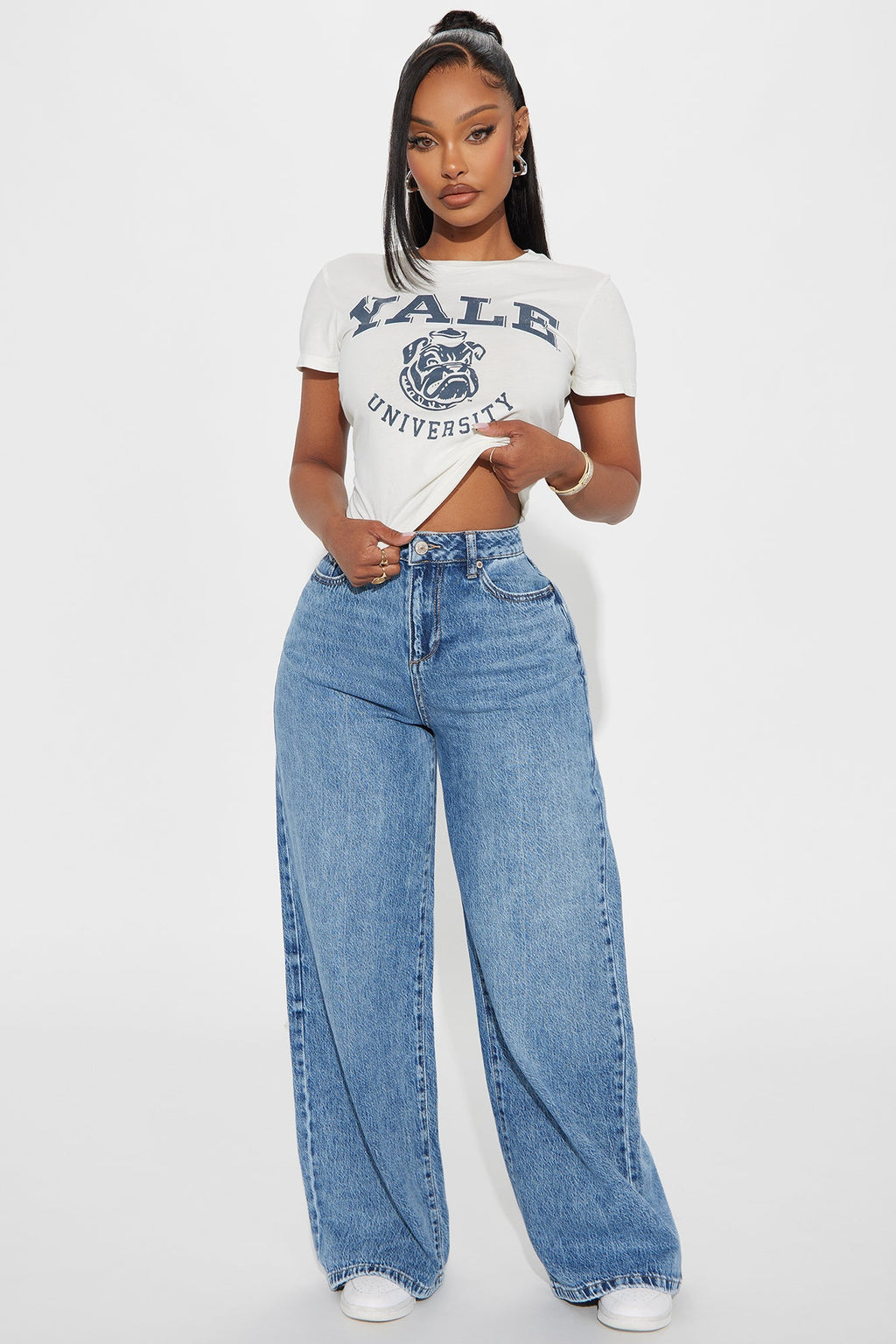 Solange Baggy Wide Leg Jeans - Medium Wash