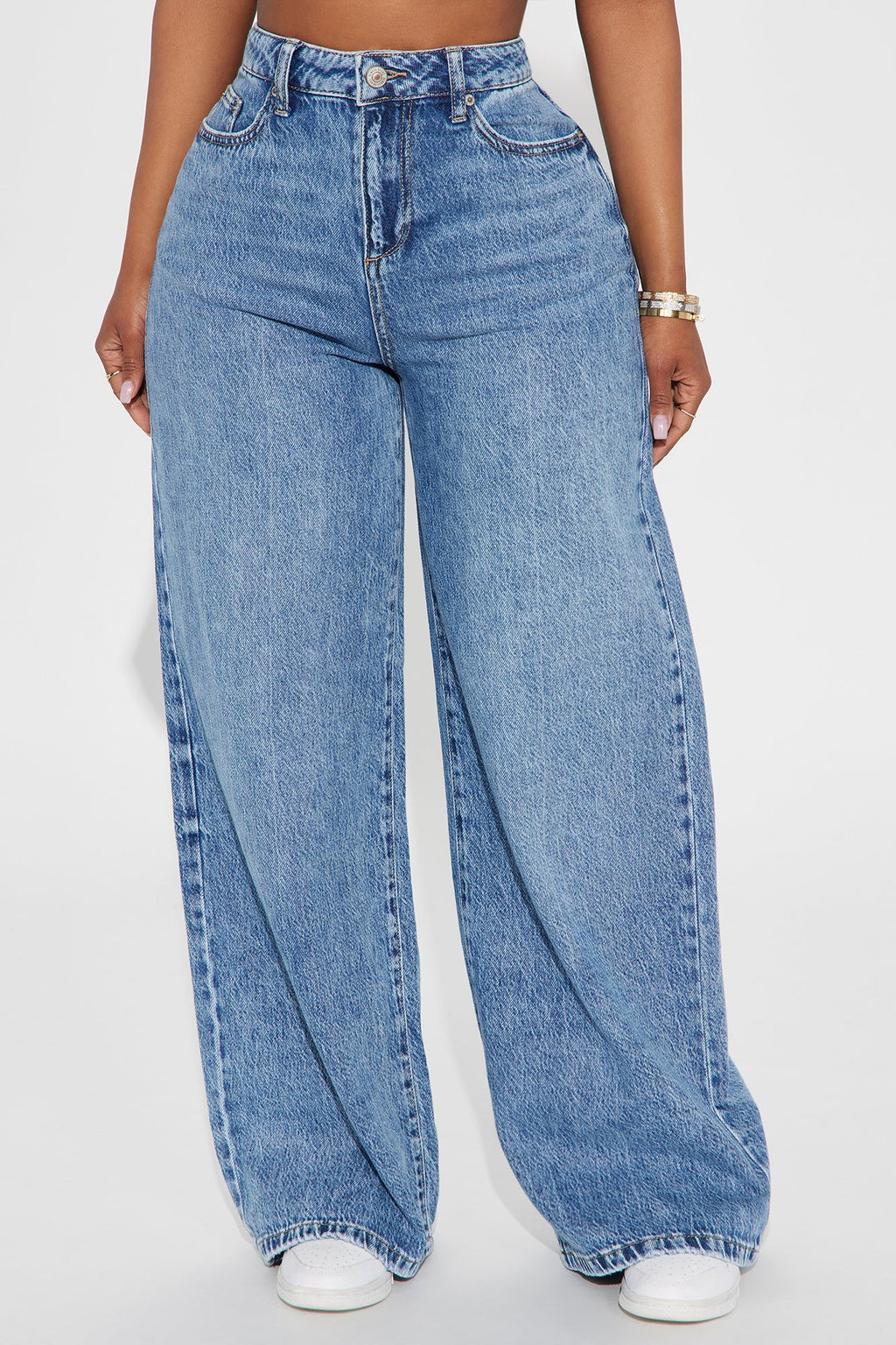 Solange Baggy Wide Leg Jeans - Medium Wash