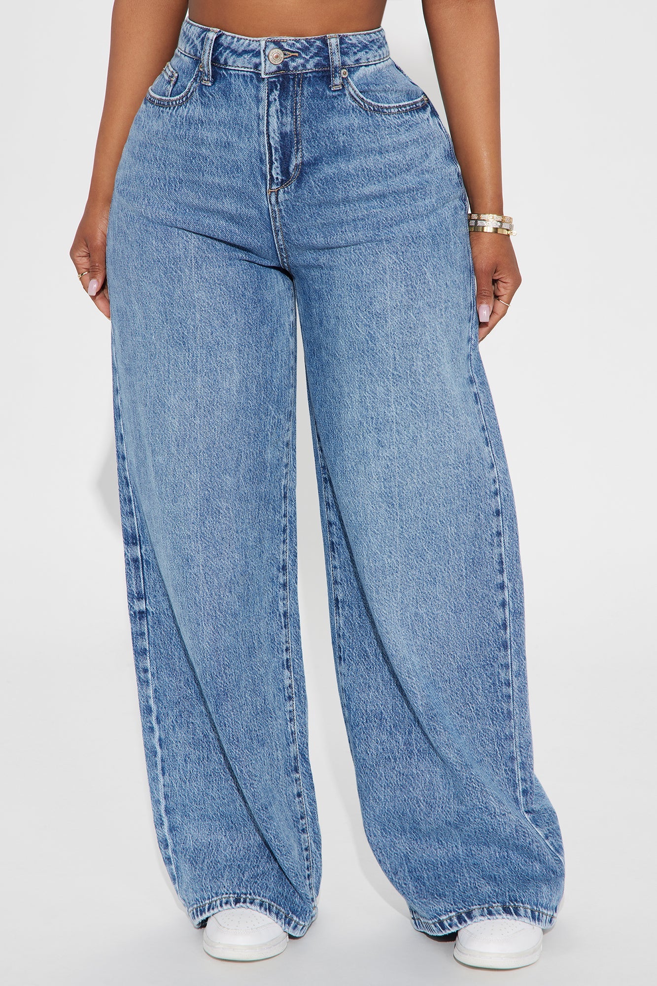 Solange Baggy Wide Leg Jeans - Medium Wash