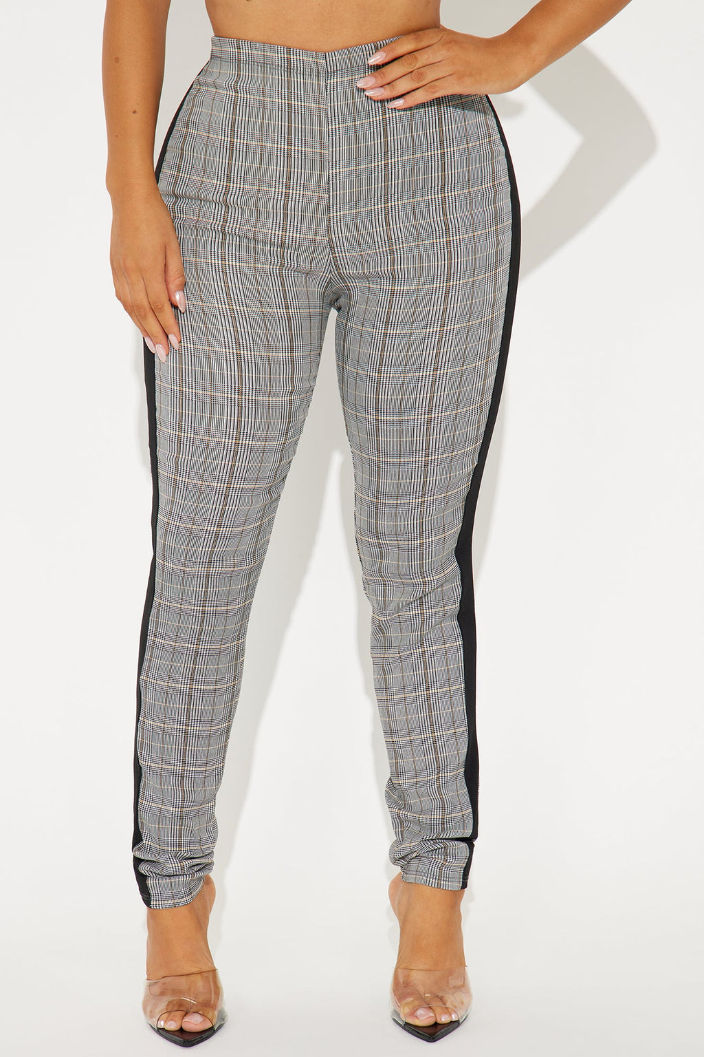 Fully Booked Striped Plaid Legging - Grey/combo