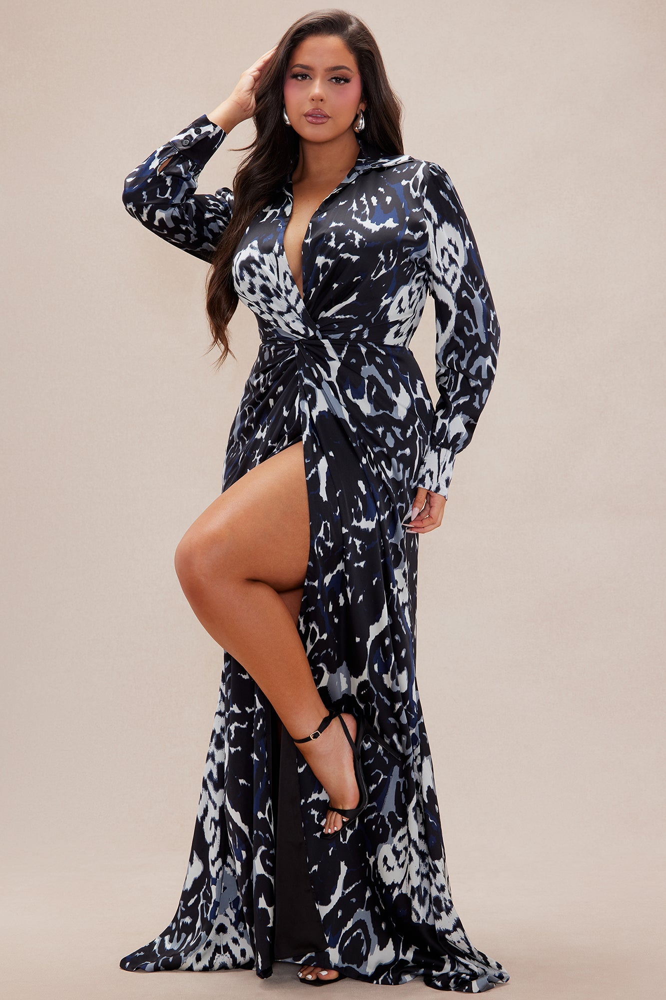 Lienna Satin Maxi Dress - Black/combo