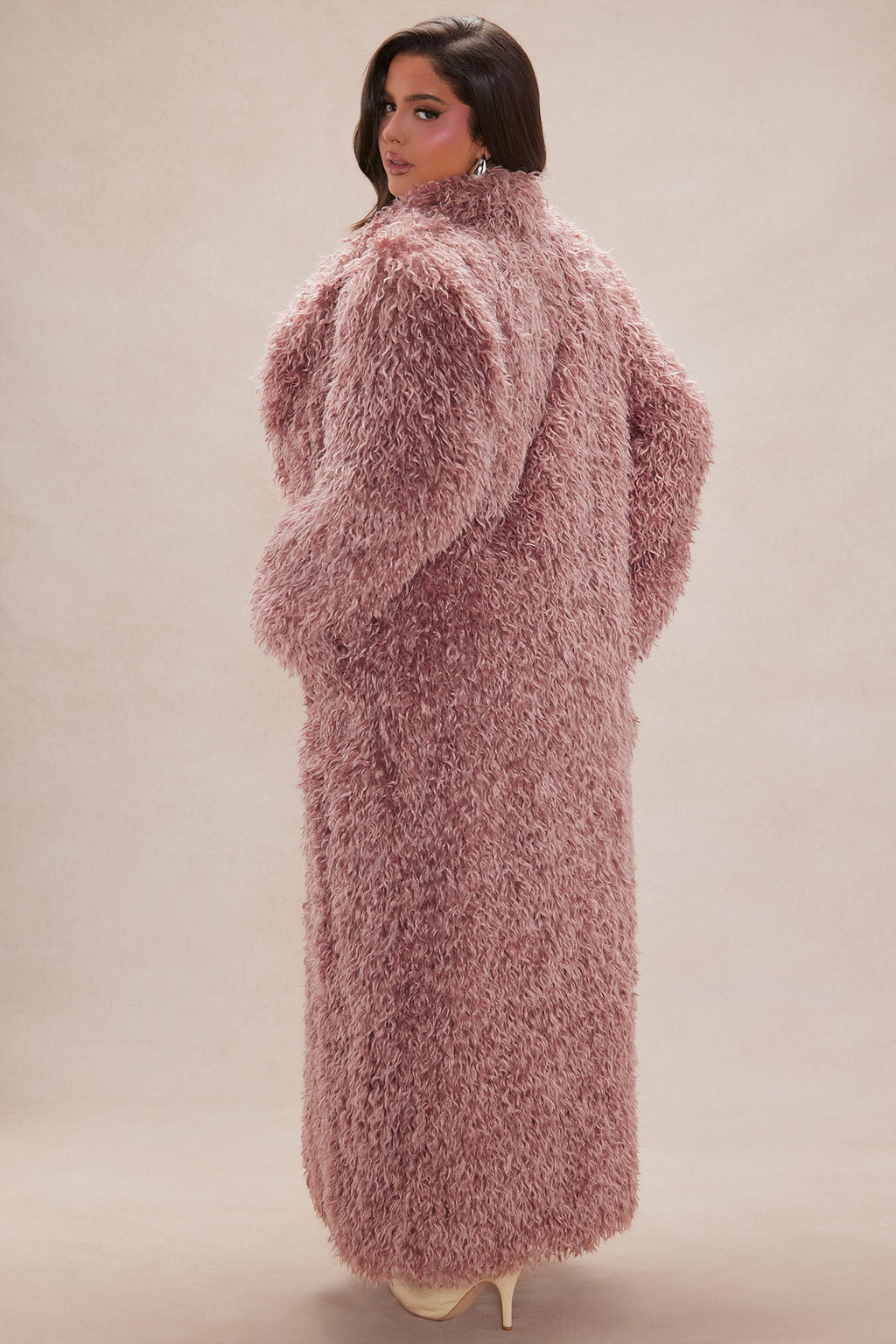 Freya Faux Fur Coat - Blush