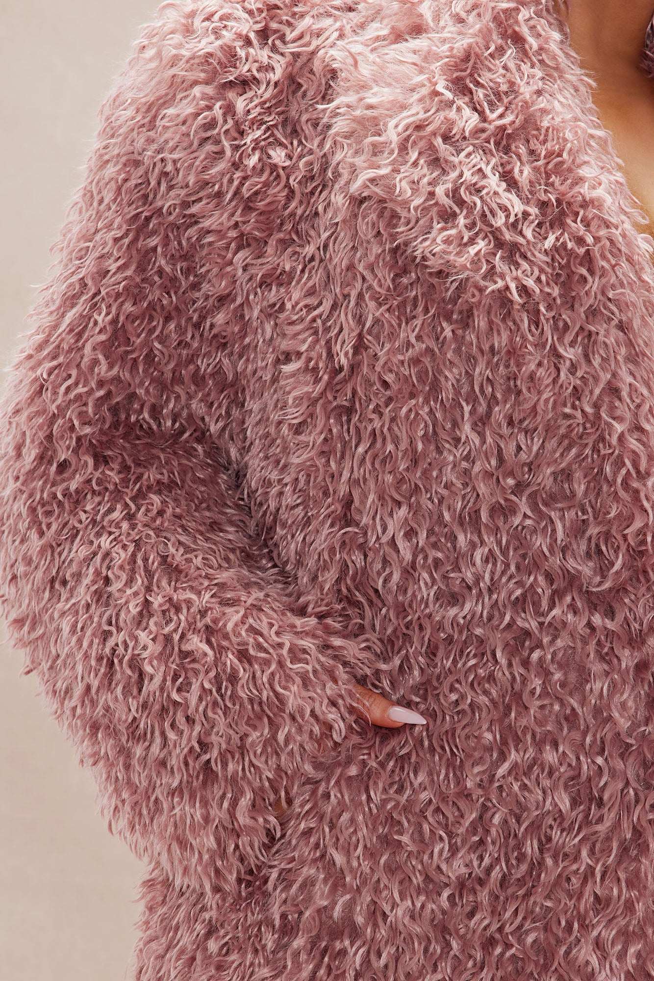 Freya Faux Fur Coat - Blush