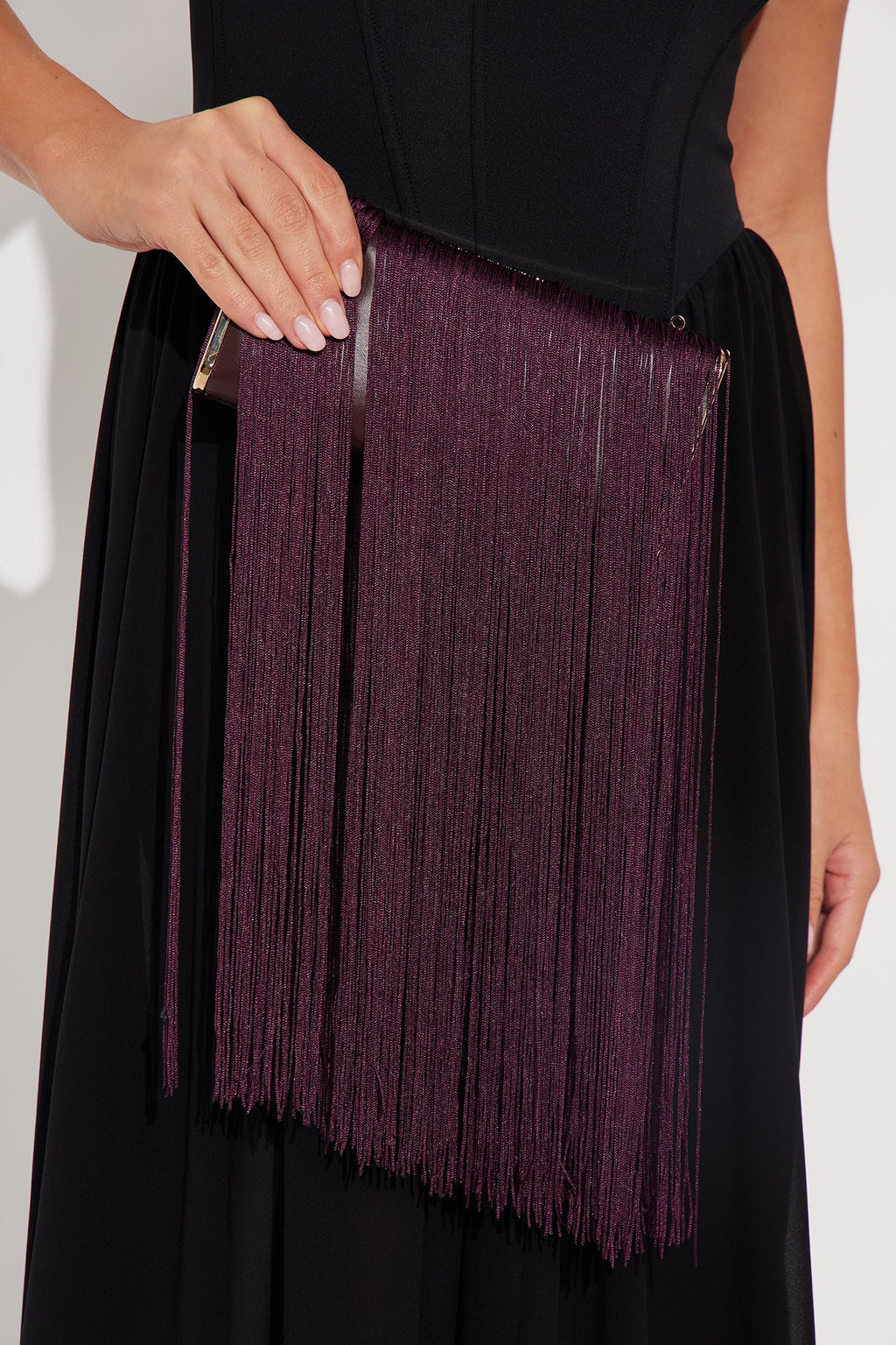 Crimson Sway Feather Clutch - Burgundy