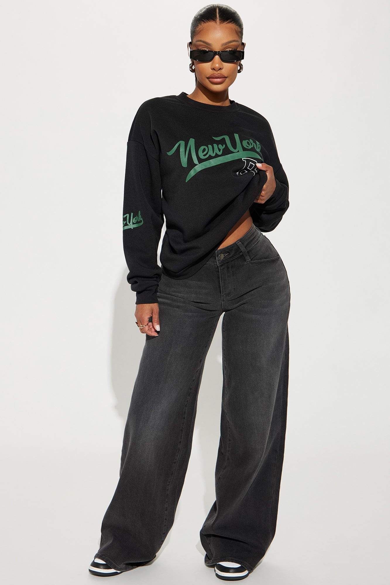 Lost As Always Stretch Baggy Jeans - Black Wash