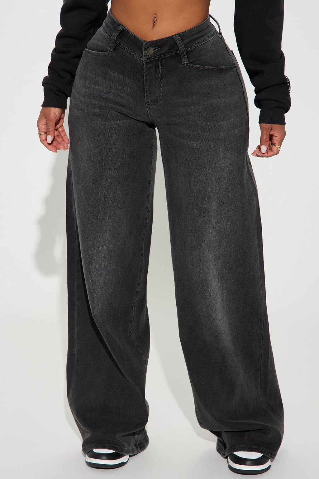 Lost As Always Stretch Baggy Jeans - Black Wash