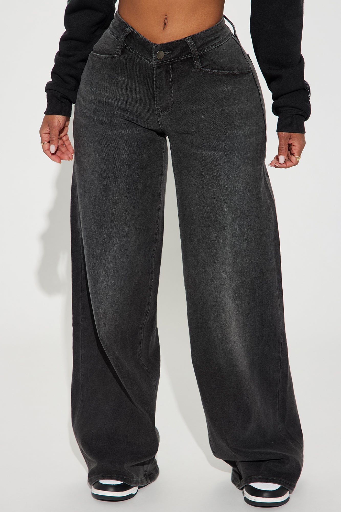 Lost As Always Stretch Baggy Jeans - Black Wash