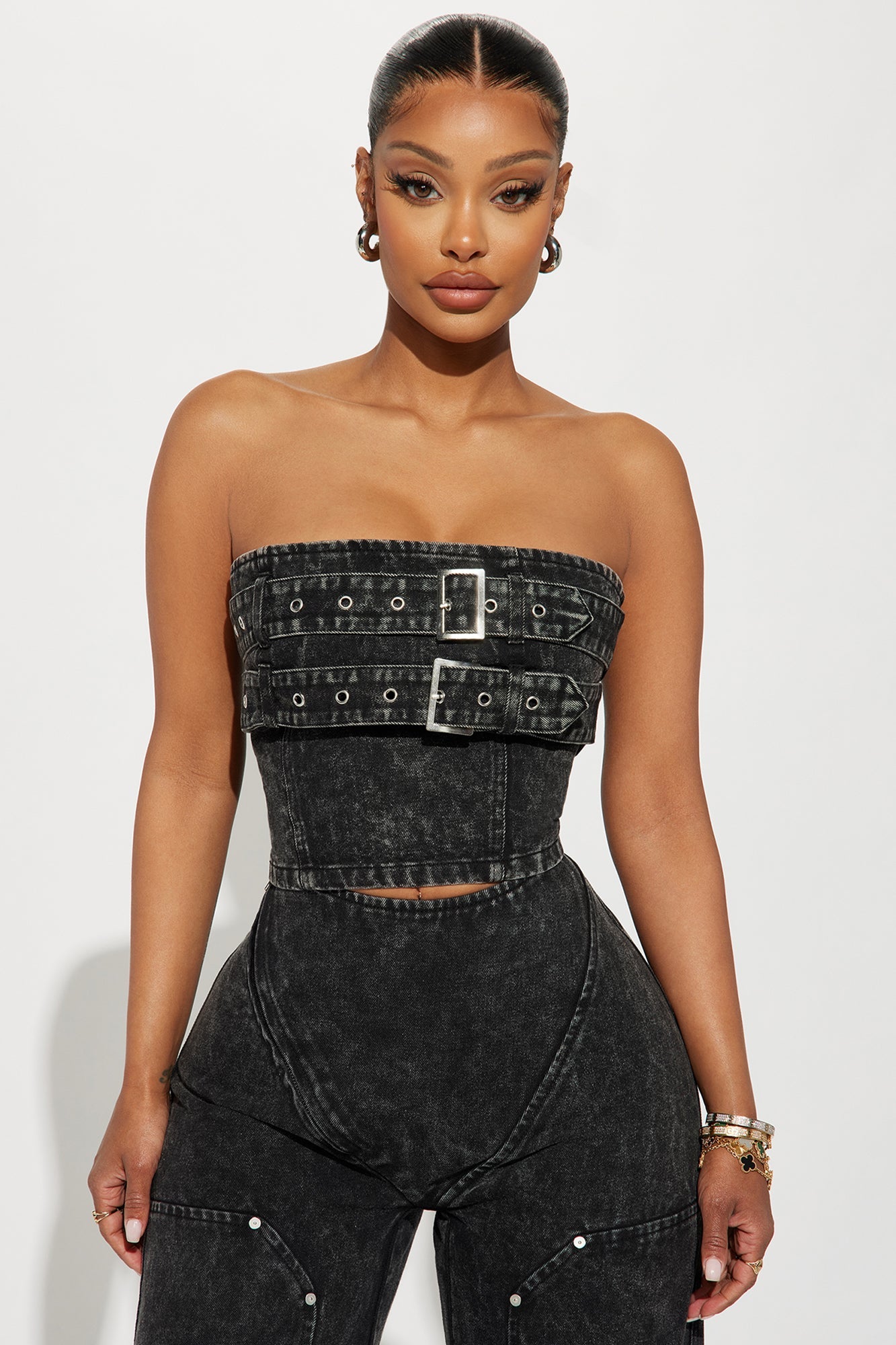 Sweet Love Mineral Wash Pant Set - Black