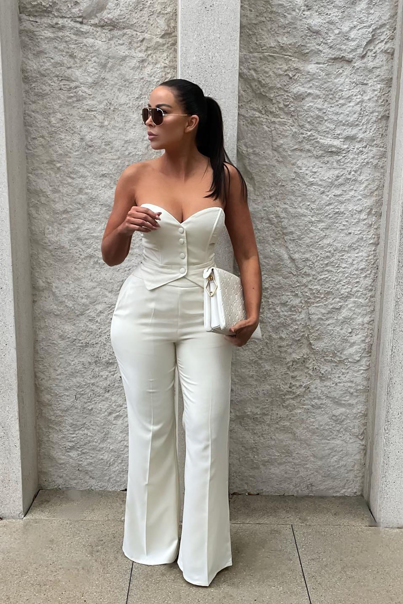 Amelia Two Piece Pant Suit - Cream